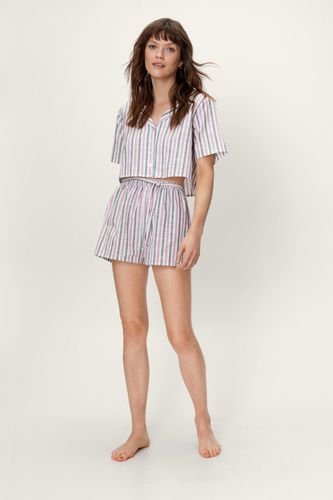 Womens Cotton Stripe Shirt and Shorts Pajama Set - - 14 - Nasty Gal - Modalova