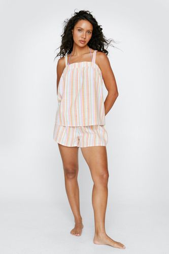 Womens Cotton Stripe Cami And Shorts Pajama Set - - 6 - Nasty Gal - Modalova