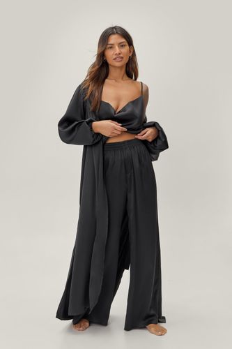 Womens Satin Long Pajama Set And dressing gown - - 4 - Nasty Gal - Modalova