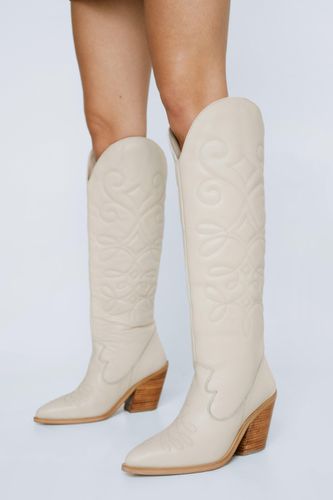 Womens Premium Leather Knee High Cowboy Boots - - 5 - Nasty Gal - Modalova