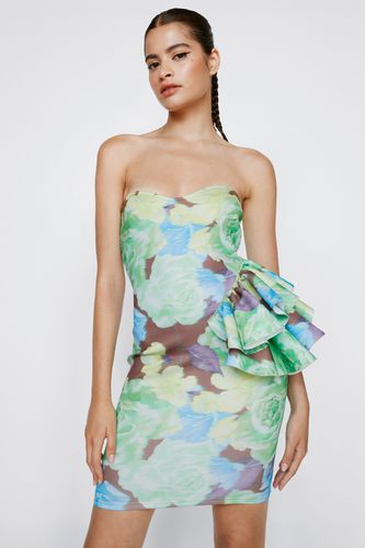 Womens Floral Print Structured Ruffle Mini Dress - - 4 - Nasty Gal - Modalova