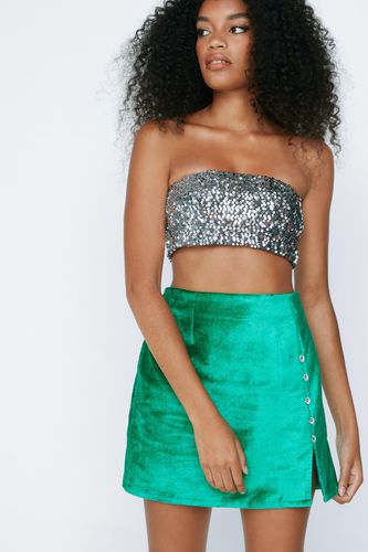 Womens Diamante Button Velvet Mini Pelmet Skirt - - 4 - Nasty Gal - Modalova