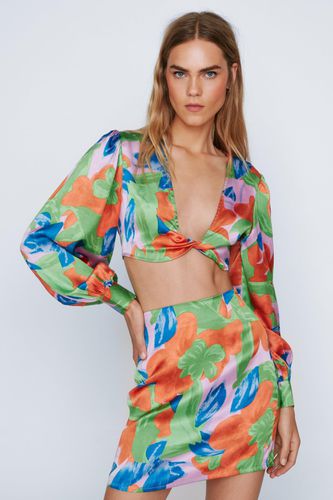 Womens Bold Floral Print Satin Mini Skirt - - 4 - Nasty Gal - Modalova