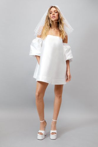 Womens Structured Bardot Puff Sleeve Mini Prom Dress - - 6 - Nasty Gal - Modalova