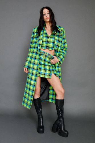 Womens Premium Plaid Boucle Tailored Duster Coat - - 6 - Nasty Gal - Modalova