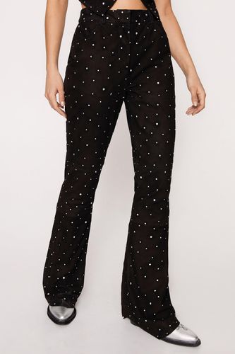 Womens Real Suede Diamante Studded Flare trousers - - 6 - Nasty Gal - Modalova