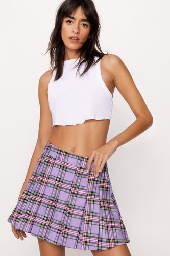 Womens Lilac Pleated Plaid Mini Skirt - - 6 - Nasty Gal - Modalova