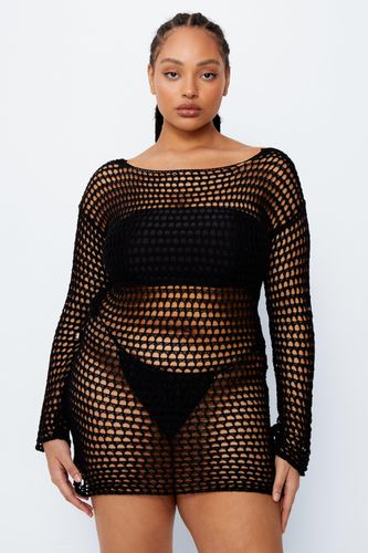 Womens Plus Size Crochet Low Back Mini Beach Dress - - XXXL - Nasty Gal - Modalova