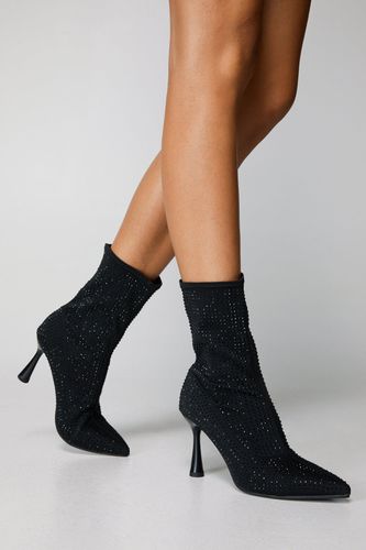 Womens Embellished Pointed Toe Ankle Sock Boot - - 3 - Nasty Gal - Modalova