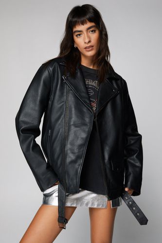 Womens Real Leather Boyfriend Biker Jacket - - 4 - Nasty Gal - Modalova