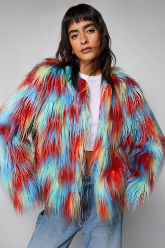 Womens Multicolor Faux Fur Collarless Jacket - 12 - Nasty Gal - Modalova