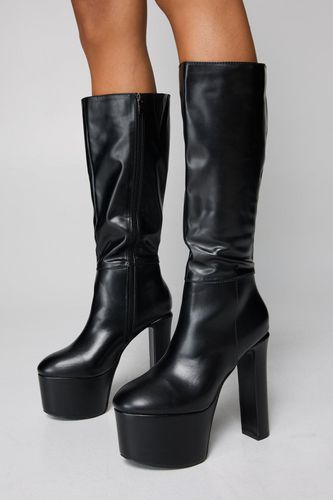 Womens Faux Leather Extreme Platform Knee High Boots - - 4 - Nasty Gal - Modalova