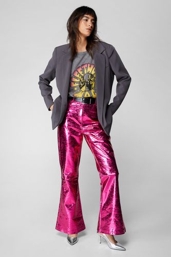 Womens Metallic Crackle Flare trousers - - 10 - Nasty Gal - Modalova