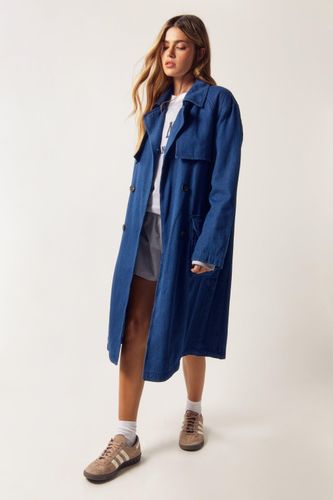 Womens Denim Trench Coat - Blue - S - Nasty Gal - Modalova