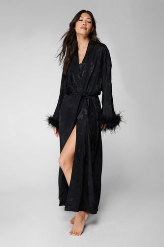 Womens Premium Jacquard Feather dressing gown - - 6 - Nasty Gal - Modalova