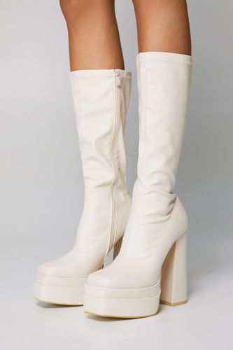 Womens Faux Leather Platform Knee High Sock Boots - - 3 - Nasty Gal - Modalova