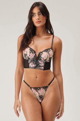 Daisy Embroidered Spot Cut Out Underwire Lingerie Set