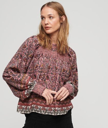 Damen Gesmoktes Oberteil aus Webstoff mit Print - Größe: 38 - Superdry - Modalova