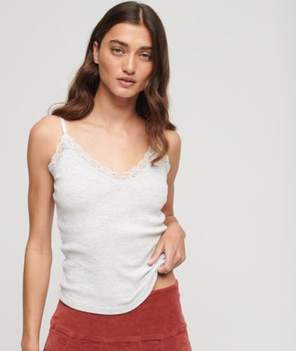 Damen Geripptes Essential Trägertop mit Spitze aus Bio-baumwolle - Größe: M/L - Superdry - Modalova