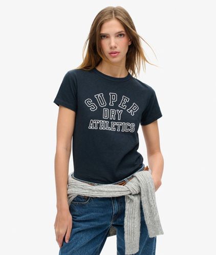 Women's Athletic Essentials Graphic Fitted T-shirt / Eclipse Slub - Size: 16 - Superdry - Modalova