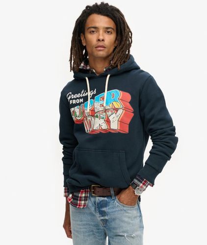 Men's Travel Postcard Graphic Hoodie / Eclipse - Size: S - Superdry - Modalova