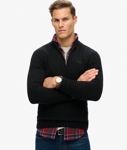 Herren Essential Strickpullover mit Halbreißverschluss und Stickerei - Größe: L - Superdry - Modalova