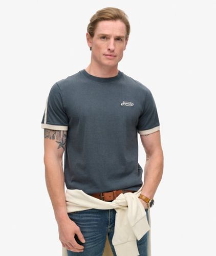 Men's Essential Logo Retro Striped T-shirt Navy / Lauren Navy - Size: S - Superdry - Modalova