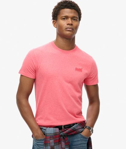 Men's Organic Cotton Essential Logo T-shirt Pink / Punch Pink Marl - Size: Xxxl - Superdry - Modalova