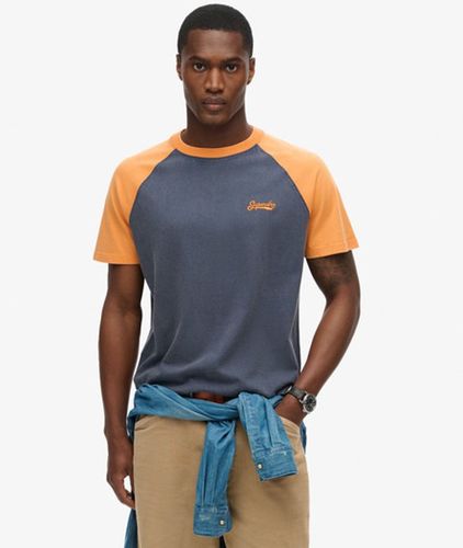 Men's Essential Logo Baseball T-shirt Navy / Lauren Navy/dark Spiced Orange - Size: XL - Superdry - Modalova
