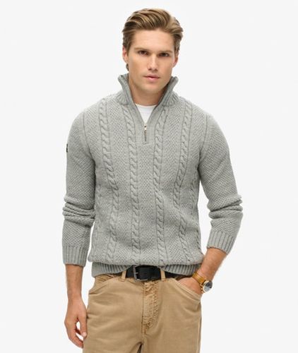 Herren Vintage Jacob Zopfstrickpullover mit Halblangem Reißverschluss - Größe: S - Superdry - Modalova