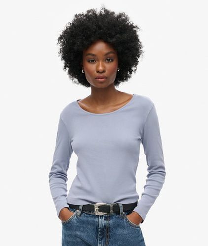 Damen Fein Geripptes Langarmoberteil mit U-ausschnitt - Größe: 38 - Superdry - Modalova