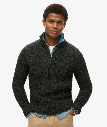 Herren Jacob Zopfmusterpullover mit Halblangem Reißverschluss - Größe: L - Superdry - Modalova