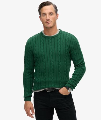 Herren Zopfstrickpullover aus Baumwolle mit Rundhalsausschnitt - Größe: M - Superdry - Modalova