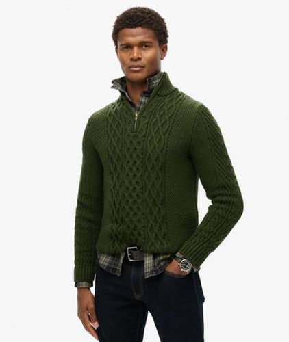 Herren Jacob Zopfmusterpullover mit Halblangem Reißverschluss - Größe: S - Superdry - Modalova