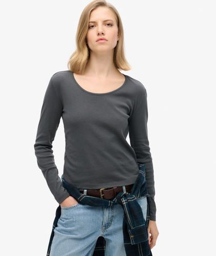 Damen Fein Geripptes Langarmoberteil mit U-ausschnitt - Größe: 36 - Superdry - Modalova