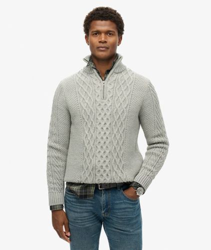 Herren Jacob Zopfmusterpullover mit Halblangem Reißverschluss - Größe: S - Superdry - Modalova