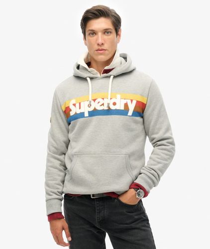 Men's Retro Stripe Logo Hoodie / Marl - Size: L - Superdry - Modalova