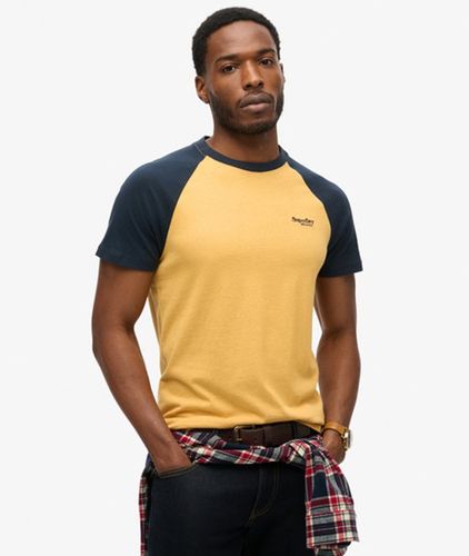 Men's Organic Cotton Essential Logo Baseball T-shirt Yellow / Ochre Yellow Marl/eclipse Navy - Size: S - Superdry - Modalova