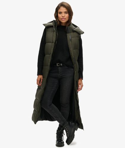 Damen Logo Patch Ripstop Lange Weste Mit Kapuze, , Größe: 38 - Superdry - Modalova