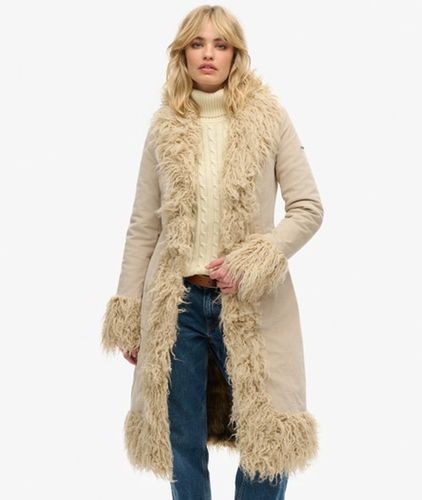 Damen Längerer Afghanischer Mantel mit Kunstfellfutter - Größe: 42 - Superdry - Modalova