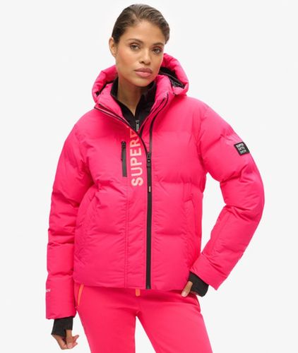 Women's Hooded Ski Boxy Puffer Jacket / Hyper Fire - Size: 10 - Superdry - Modalova