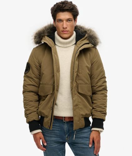 Men's Hooded Everest Puffer Bomber Jacket Green / Military Olive - Size: M - Superdry - Modalova