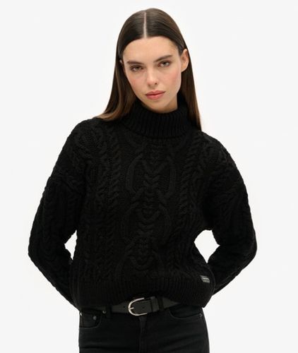 Damen Strickpullover mit Zopfmuster und Rollkragen - Größe: 36 - Superdry - Modalova