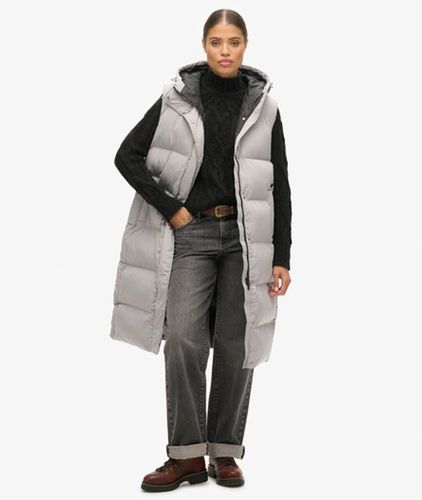 Damen Lange Steppweste mit Kapuze - Größe: 36 - Superdry - Modalova