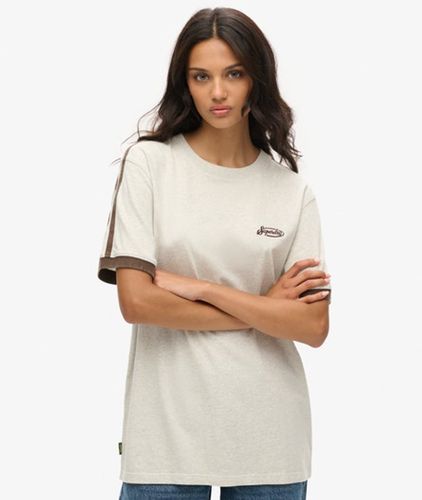 Women's Contrast Oversized Essential Logo Retro Striped T-Shirt, Light Grey and Brown, Size: XXL - Superdry - Modalova