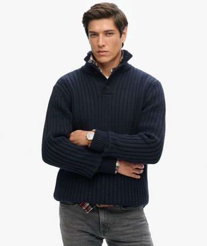 Men's Gerippter Pullover mit Halber Knopfleiste - Größe: S - Superdry - Modalova