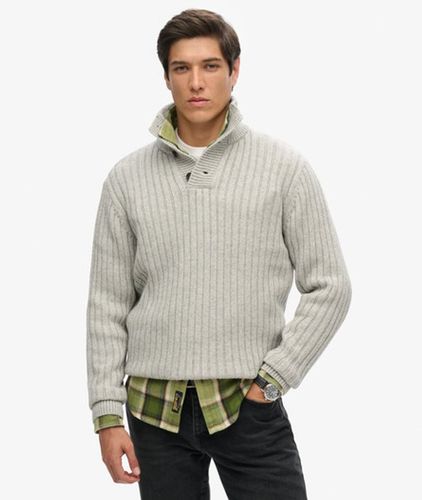 Men's Gerippter Pullover mit Halber Knopfleiste - Größe: M - Superdry - Modalova