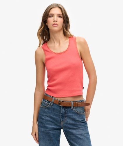 Damen Vintage Trägertop aus Bio-baumwolle mit Spitzenbesatz, Größe: S/M - Größe: S/M - Superdry - Modalova