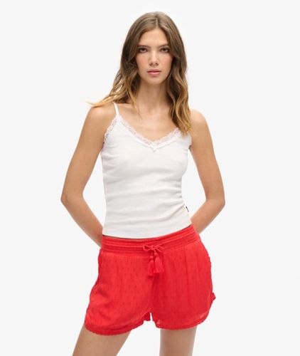 Damen Geripptes Essential Trägertop mit Spitze aus Bio-baumwolle - Größe: S/M - Superdry - Modalova
