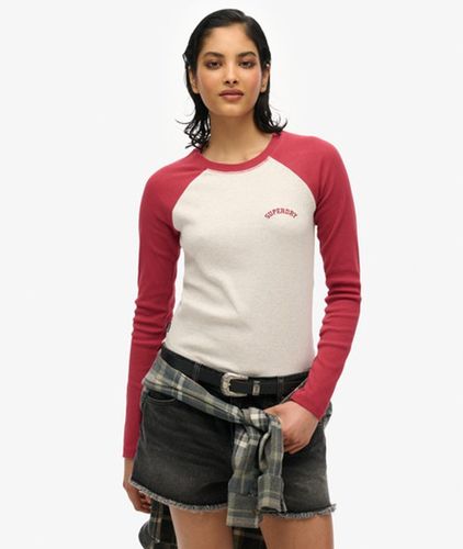 Damen Langärmeliges, Geripptes Essential Baseball-oberteil mit Logo - Größe: 42 - Superdry - Modalova